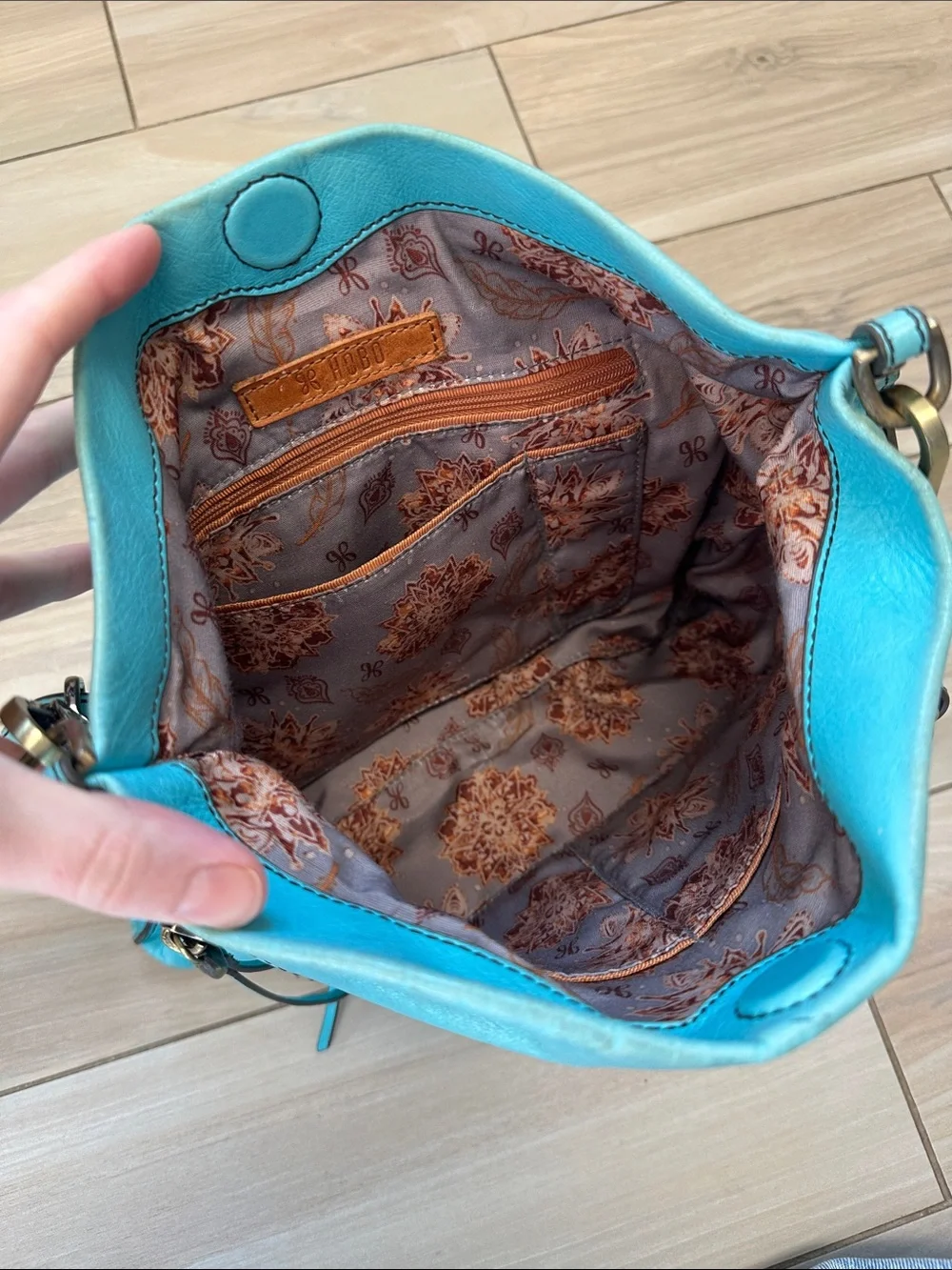 HOBO Turquoise Leather Crossbody Shoulder Bag